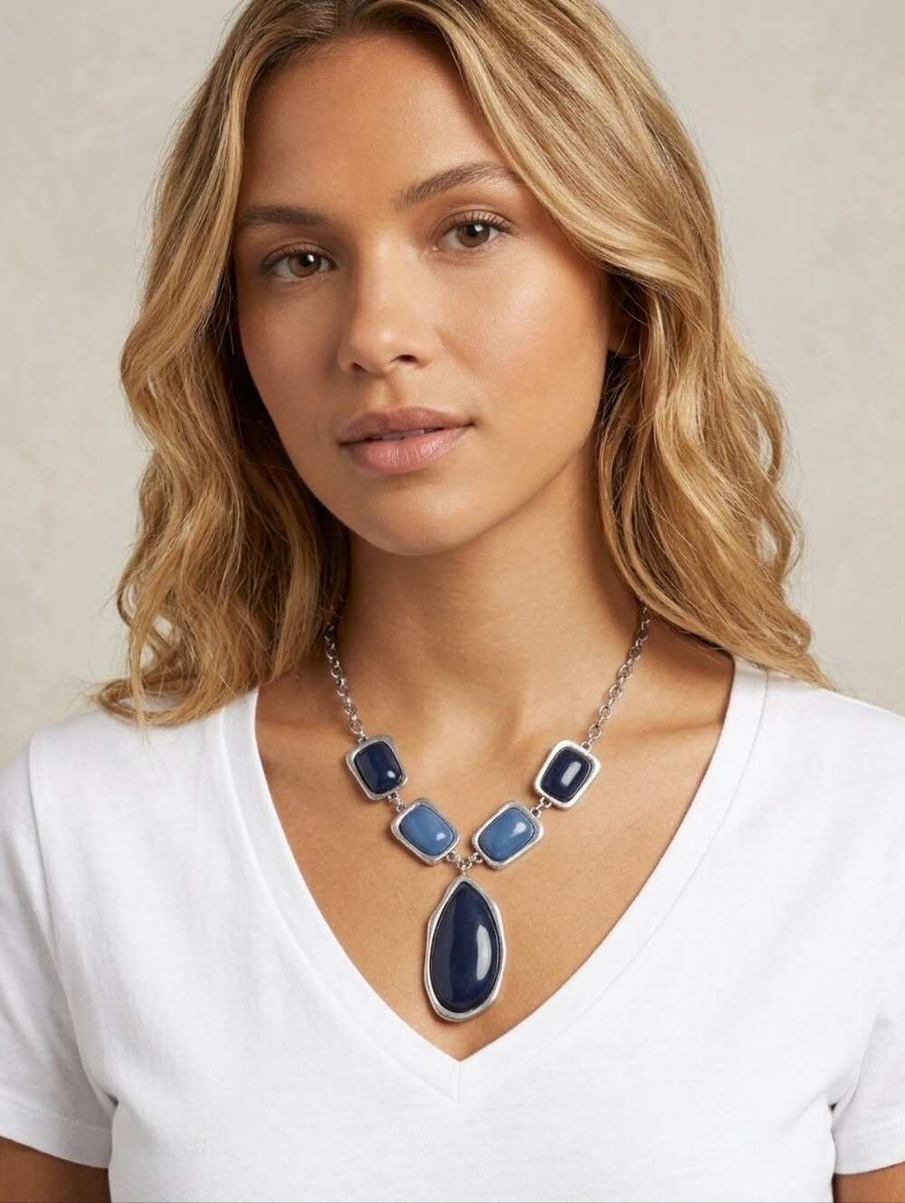 Statement Necklace Silver-Tone Women's Jewelry